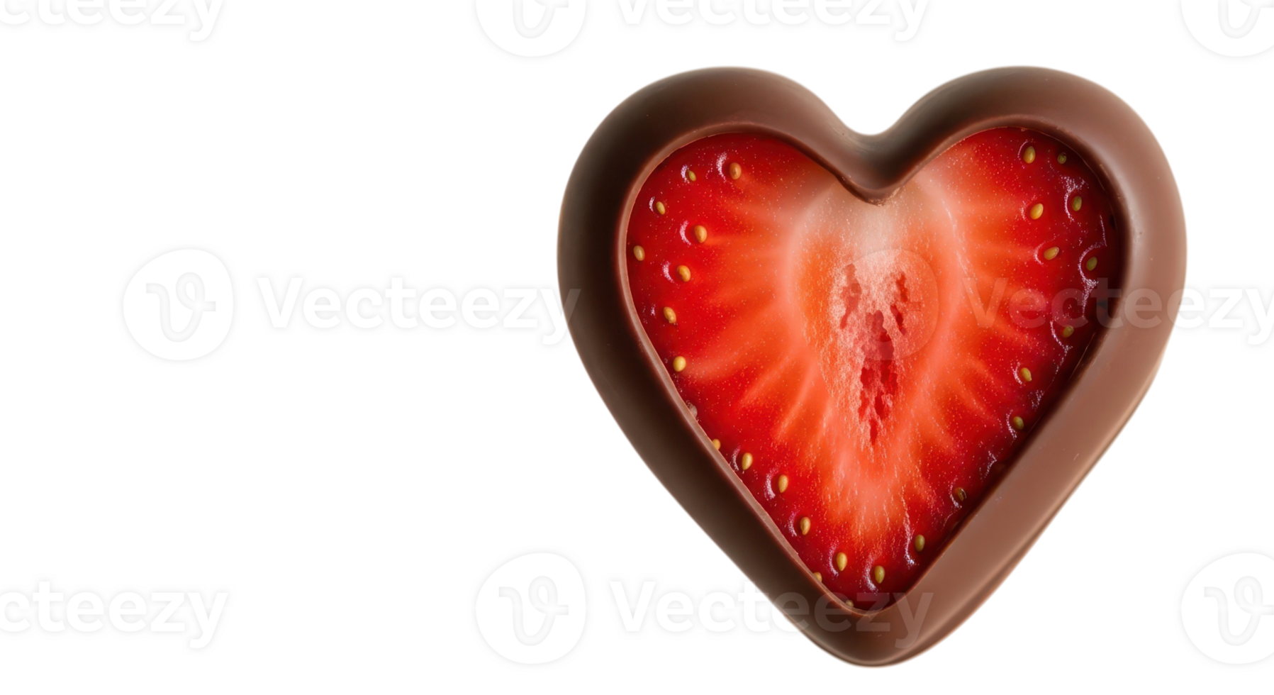 A chocolate heart with a strawberry filling isolated on transparent background png