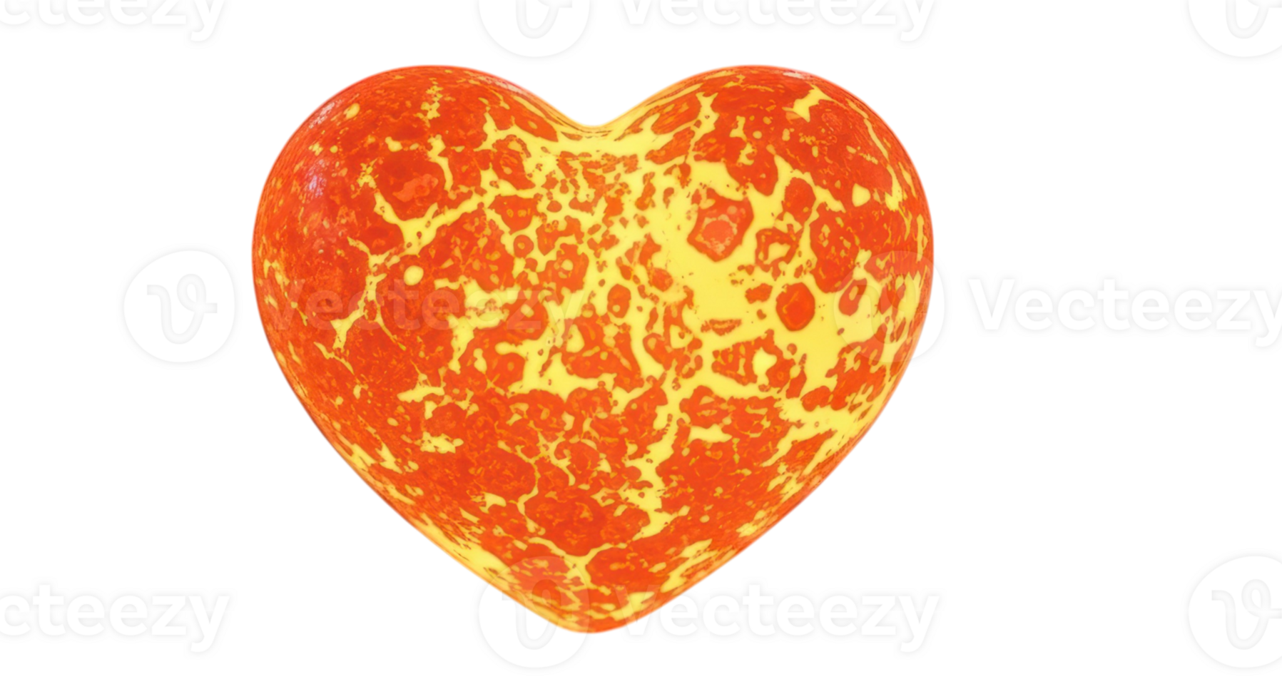 A heart made of lava isolated on transparent background png
