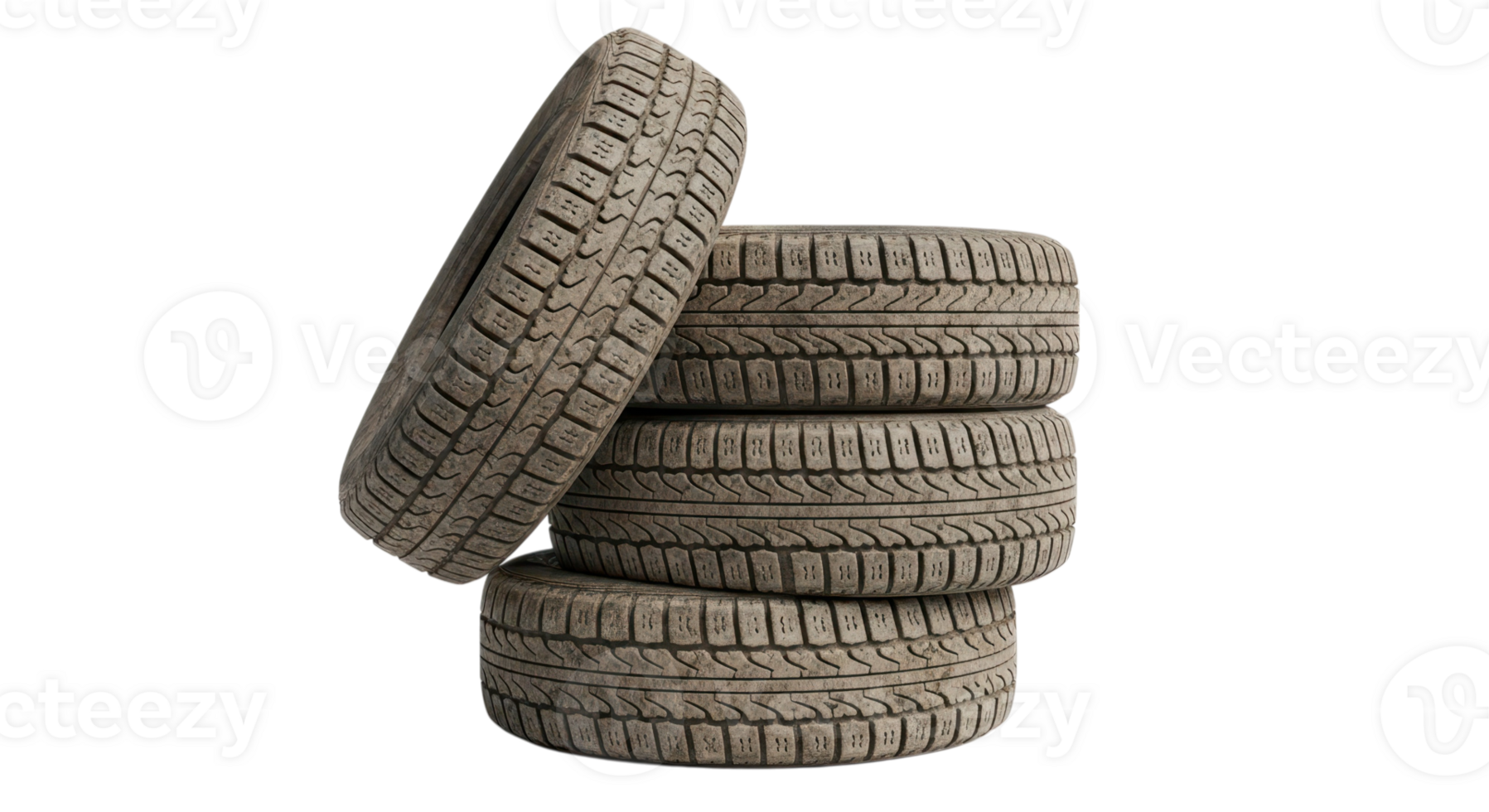 Stack of used tires isolated on transparent background png