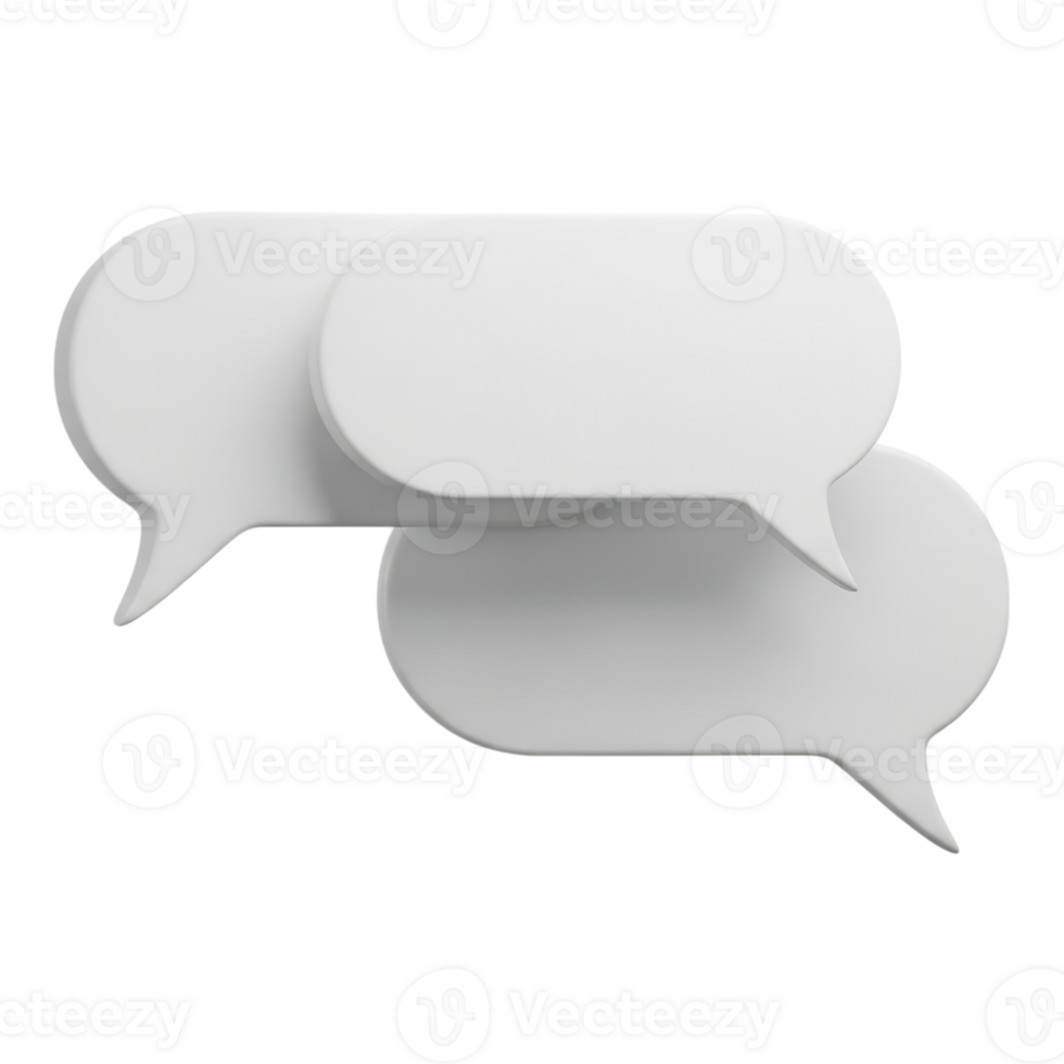 Two overlapping white speech bubbles isolated on a transparent background png