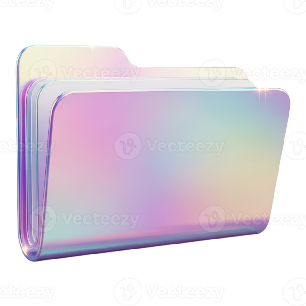 Holographic folder icon isolated on transparent background png