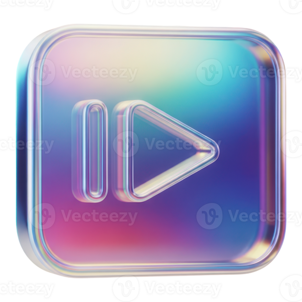 iridiscente jugar botón icono aislado en transparente antecedentes png