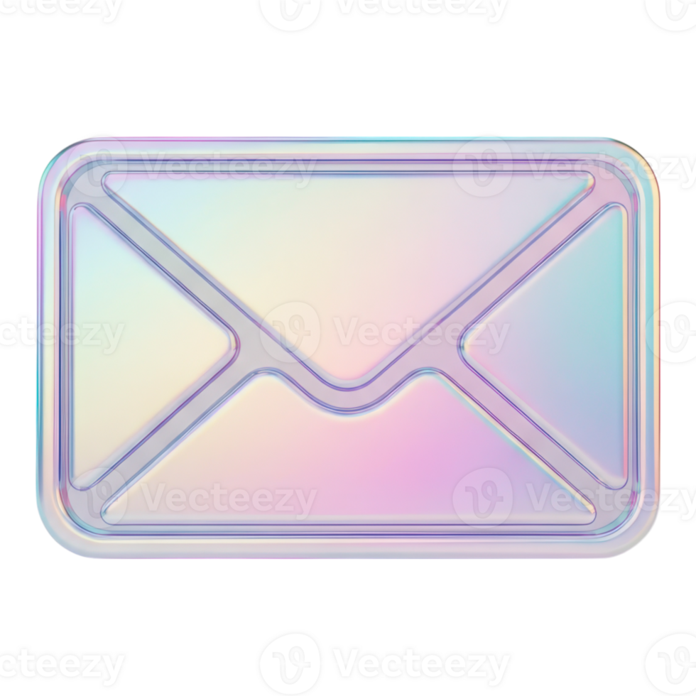 A holographic envelope icon symbolizing digital communication isolated on transparent background png
