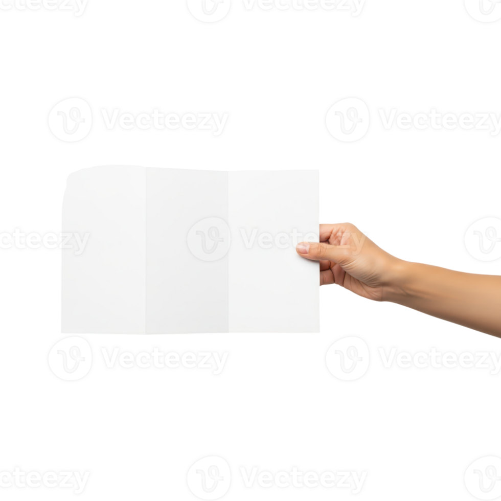 A person holding a blank white sheet of paper png