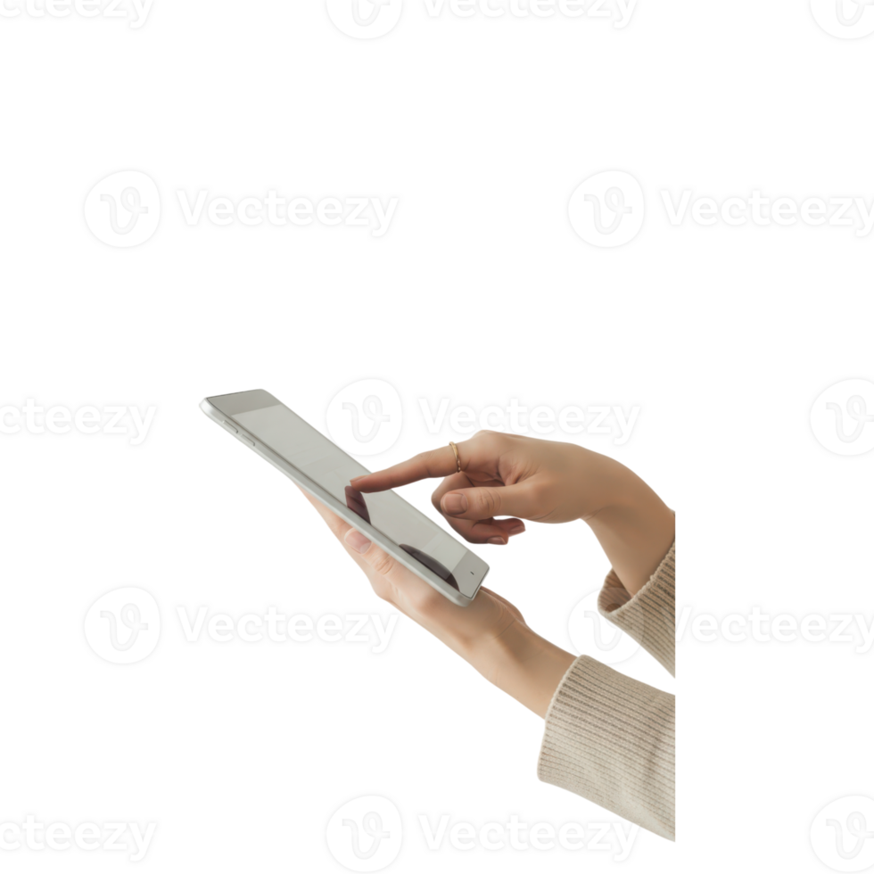 A persons hand with a ring on their finger uses a finger to interact with the png