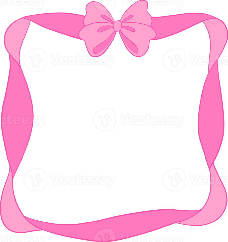 Pink Bow, Ribbon Square Frame Coquette png