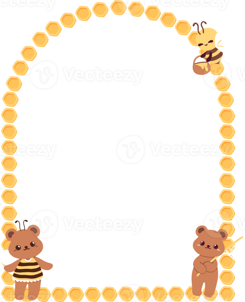 Bear, Honey Bee Arched Frame Border png