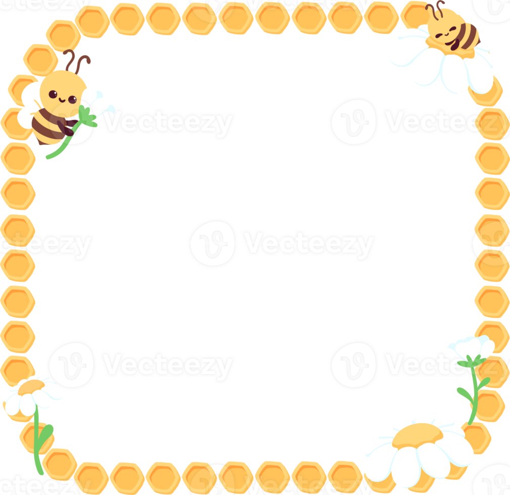 Honey Bee Square curve Frame Border png