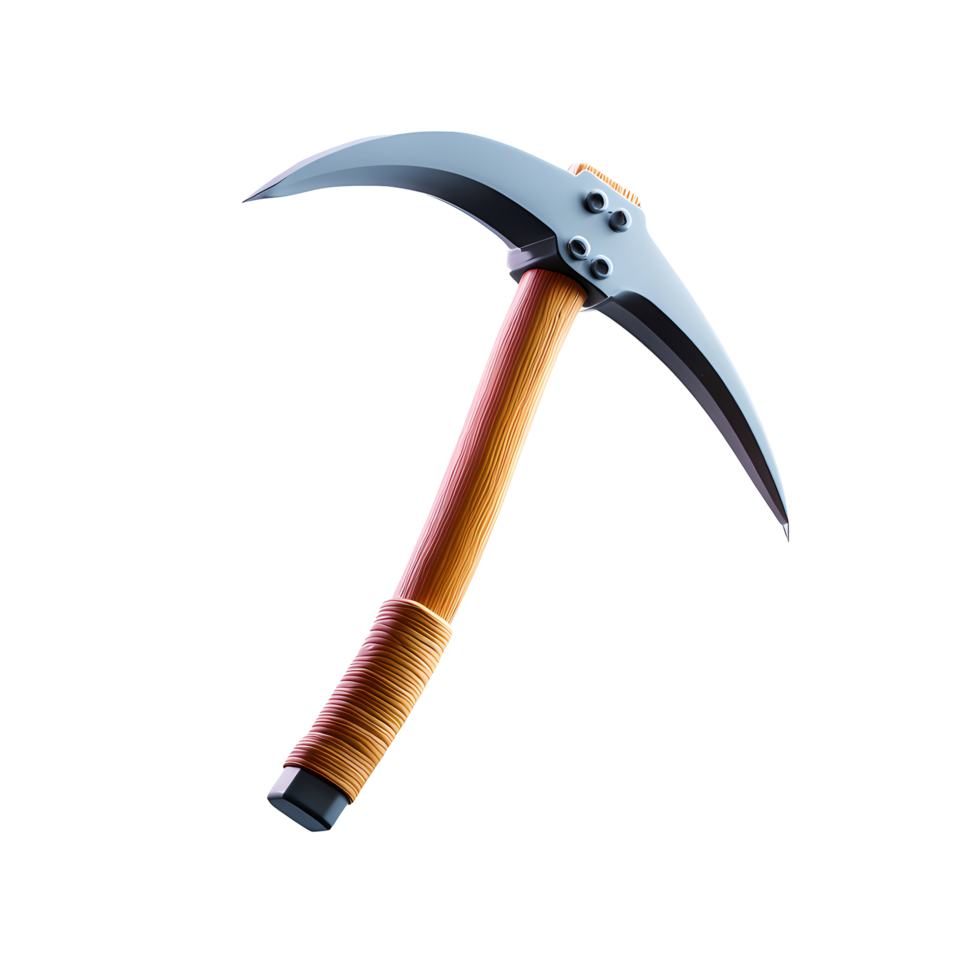 Stylized Pickaxe with Wooden Handle on Transparent Background stylized pickaxe png
