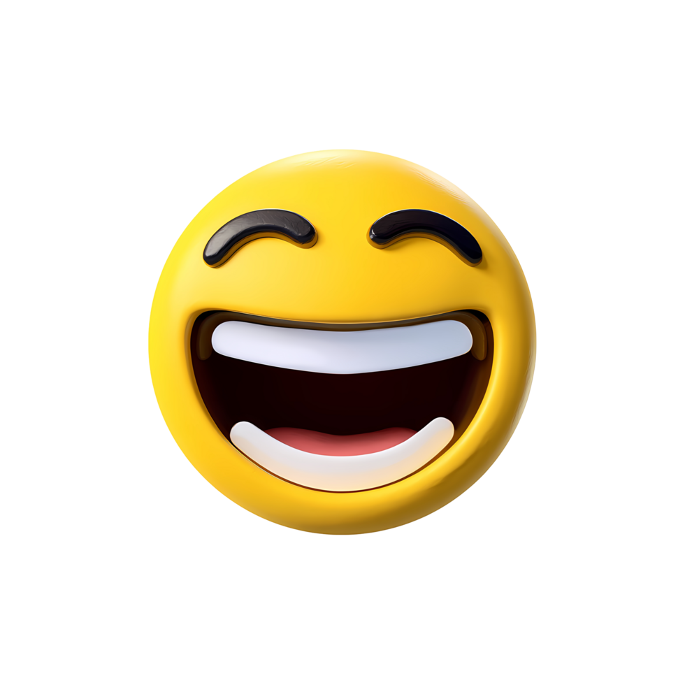 Laughing Emoji with Open Mouth and Smile on Transparent Background png
