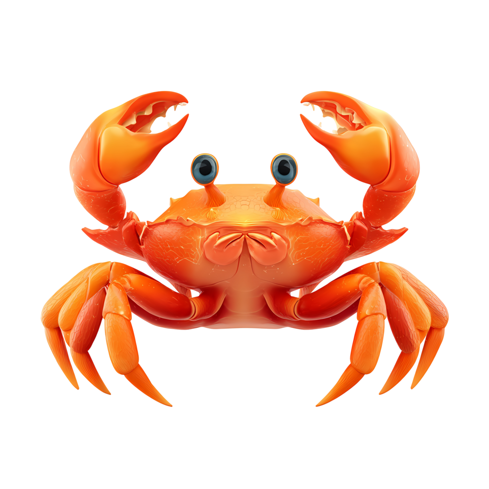 Cartoon Orange Crab with Big Eyes on Transparent Background friendly png