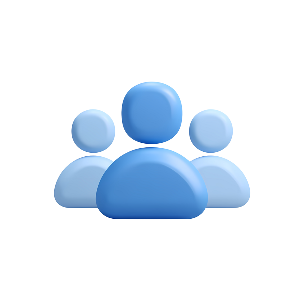 Blue 3D People Icon Group Illustration on Transparent Background illustration png