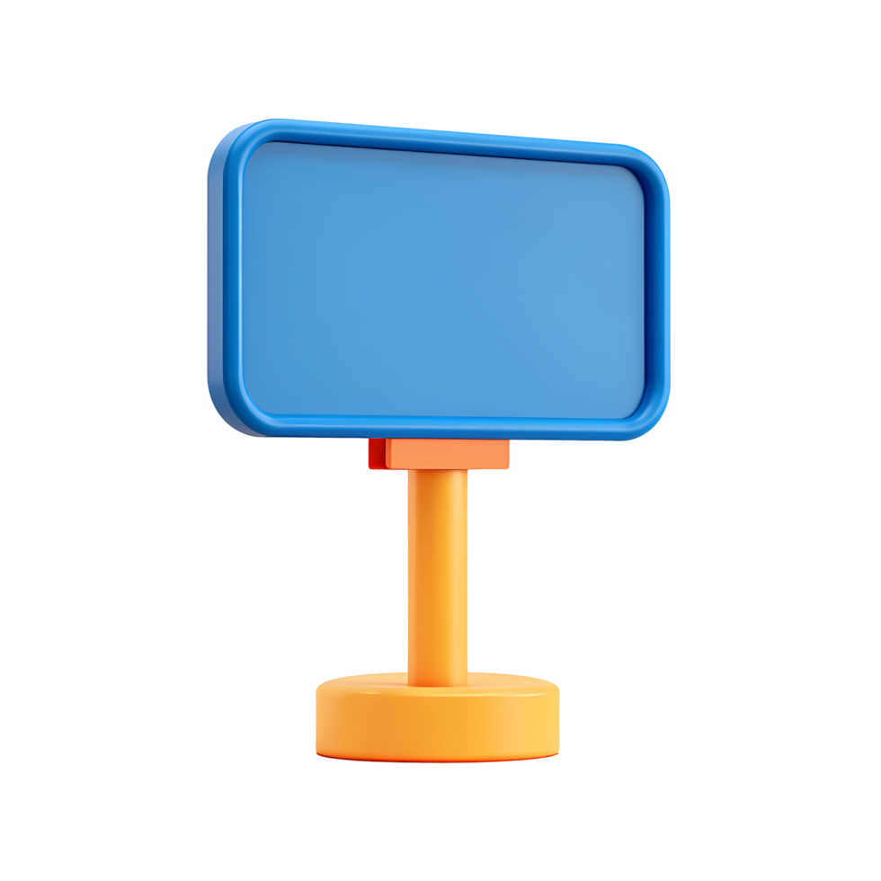 Blue and Orange Signboard 3D Render on Transparent Background render png