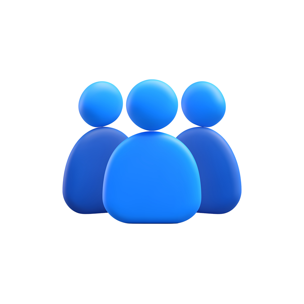 Blue People Icon Group Illustration on Transparent Background rendering group png