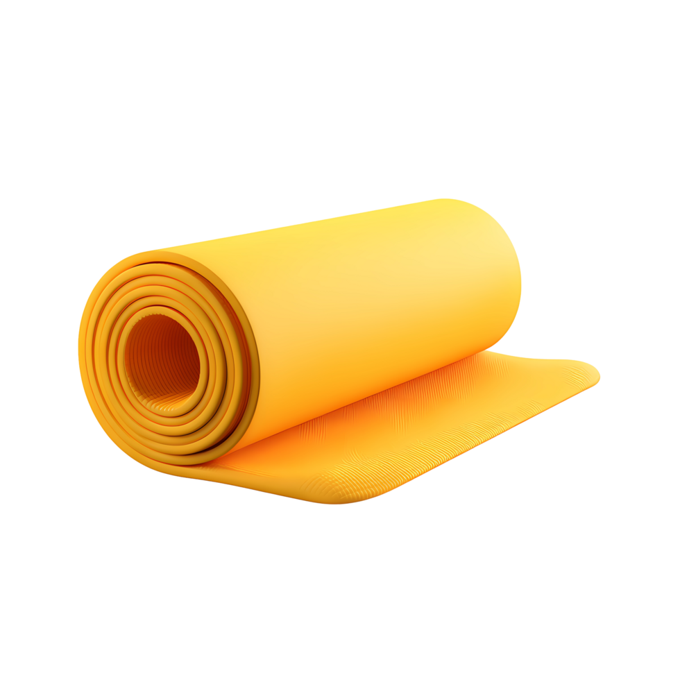 Rolled Up Yellow Yoga Mat Illustration on Transparent Background illustration png