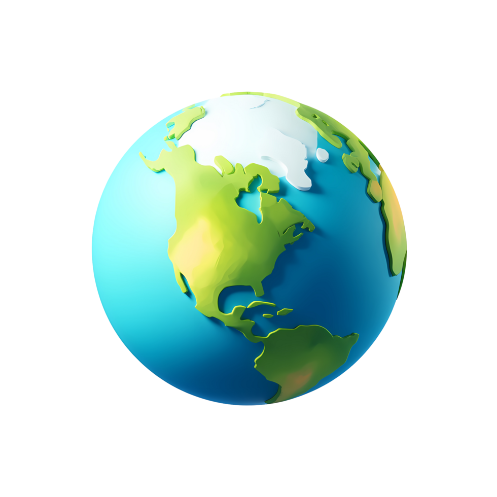 Cartoon Earth Globe Showing North America on Transparent Background style png