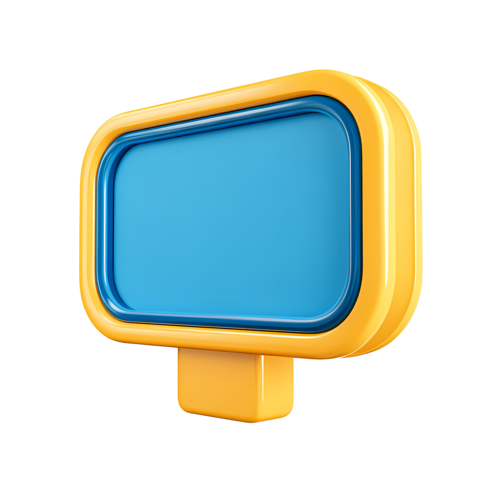 Yellow and Blue 3D Signboard Illustration on Transparent Background rendered png