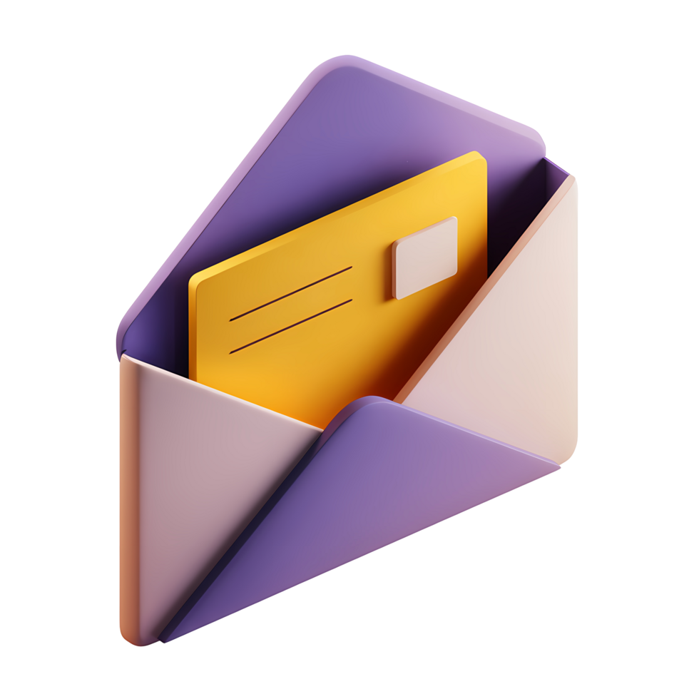 Stylized Envelope with Letter Illustration on Transparent Background render envelope png