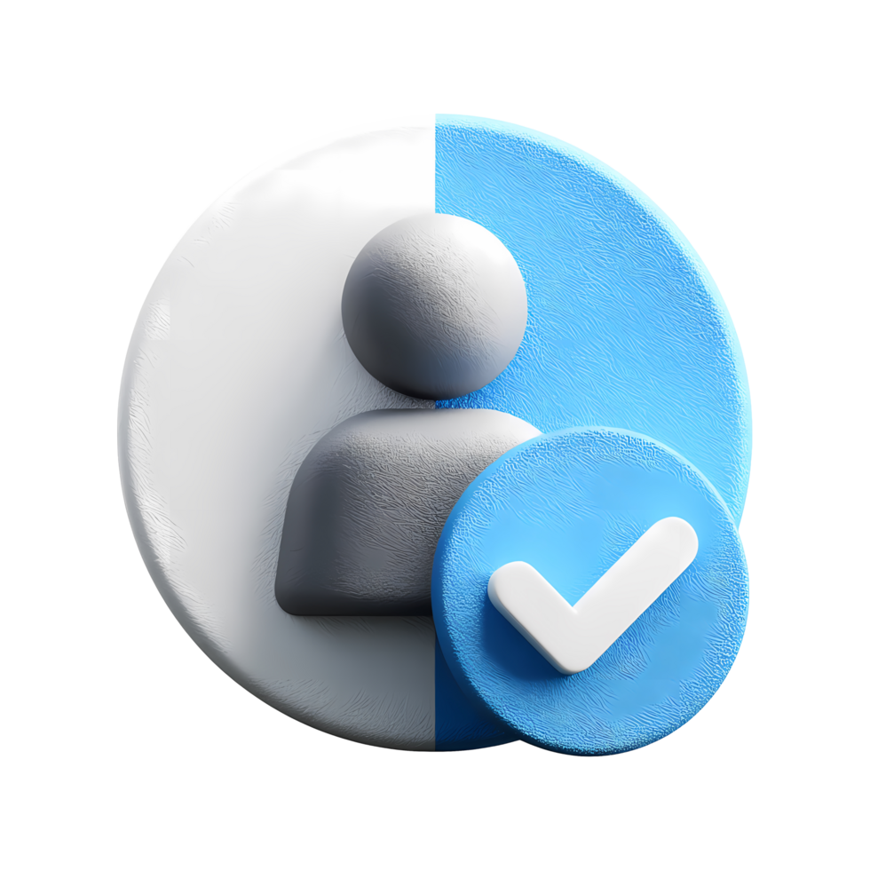 Verified User Icon with Check Mark on Transparent Background render png