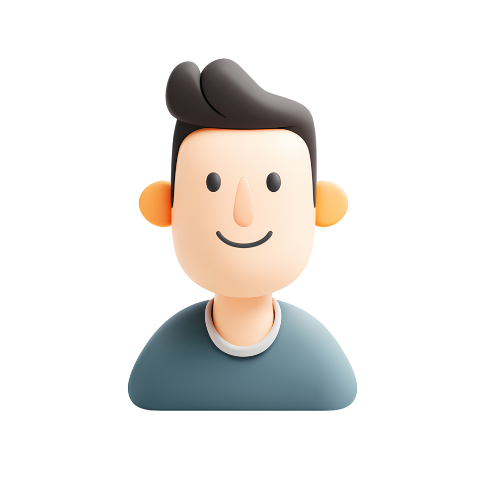 Smiling 3D Cartoon Man Icon on Transparent Background friendly cartoon png