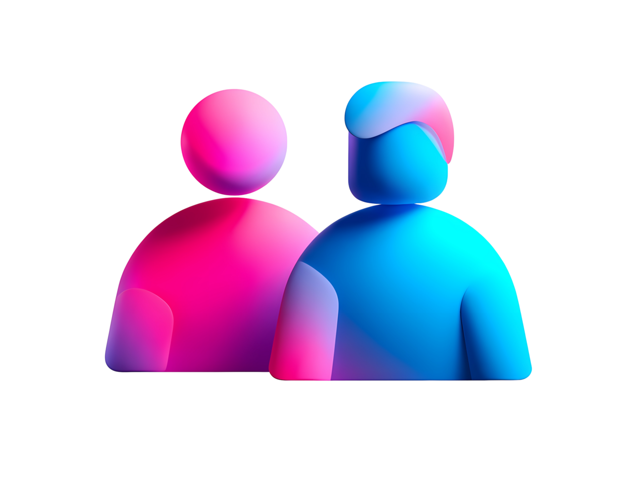 3D Gradient User Icons on Transparent Background Two vibrant user png