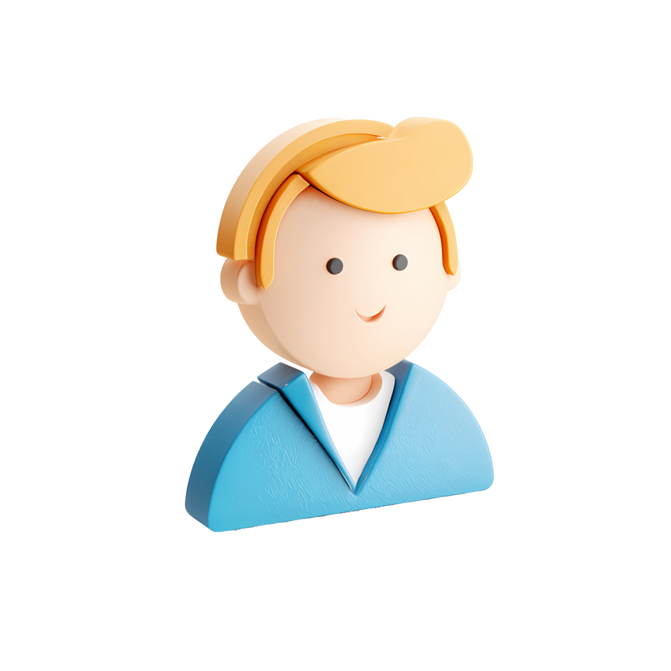 3D Cartoon Man Avatar with Blond Hair on Transparent Background png