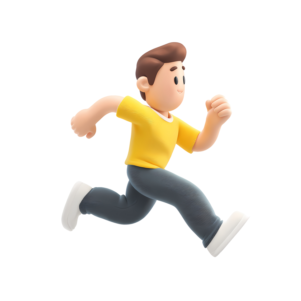 3D Cartoon Man Running Animation on Transparent Background cheerful cartoon png