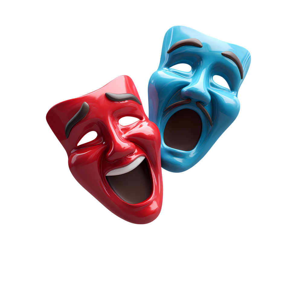 Comedy and Tragedy on Transparent Background High quality render comedy png