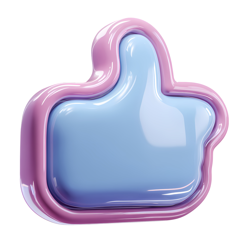 Glossy Thumbs Up Icon in Pastel Colors on transparent background png