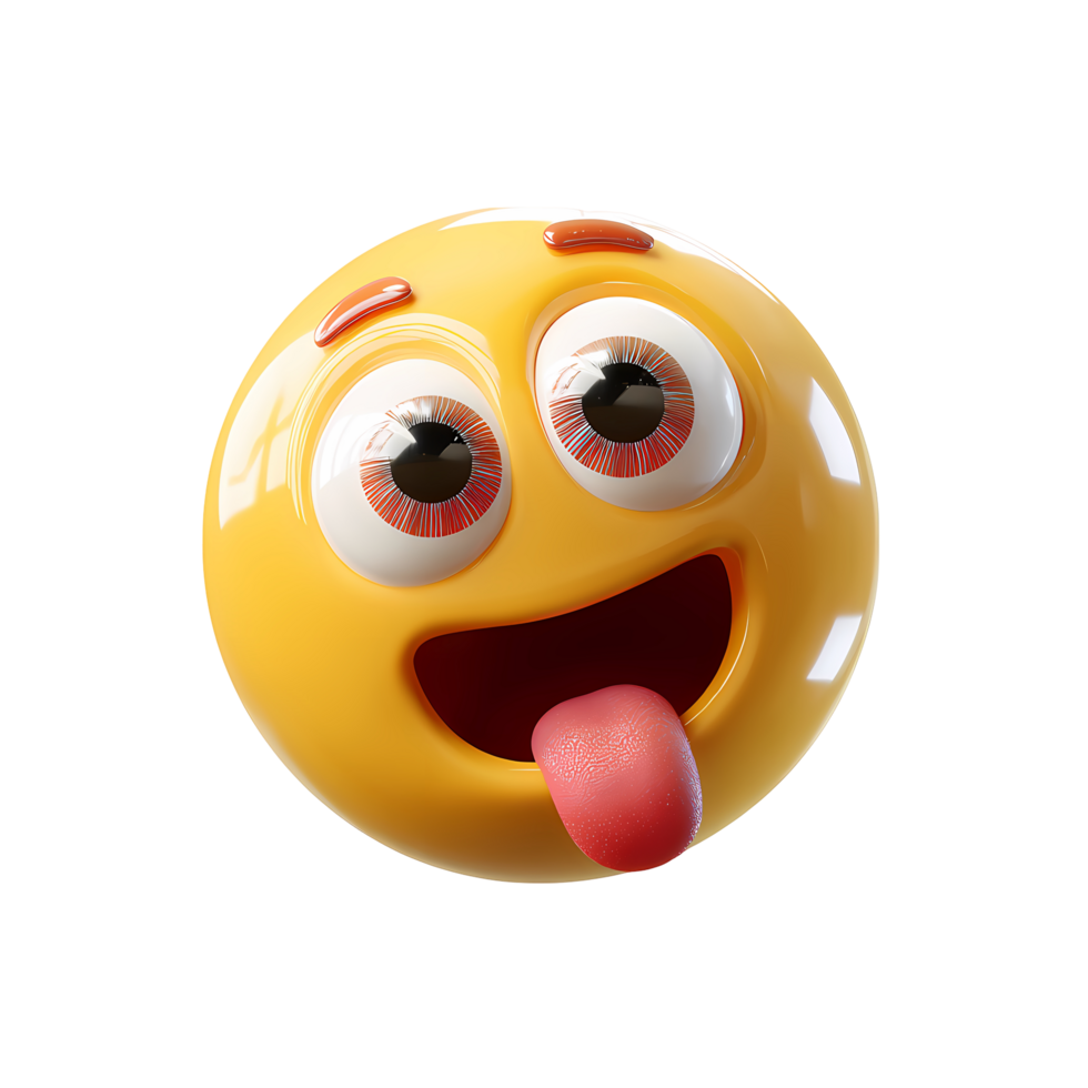 Funny Yellow Emoji Sticking Out Tongue on Transparent Background png