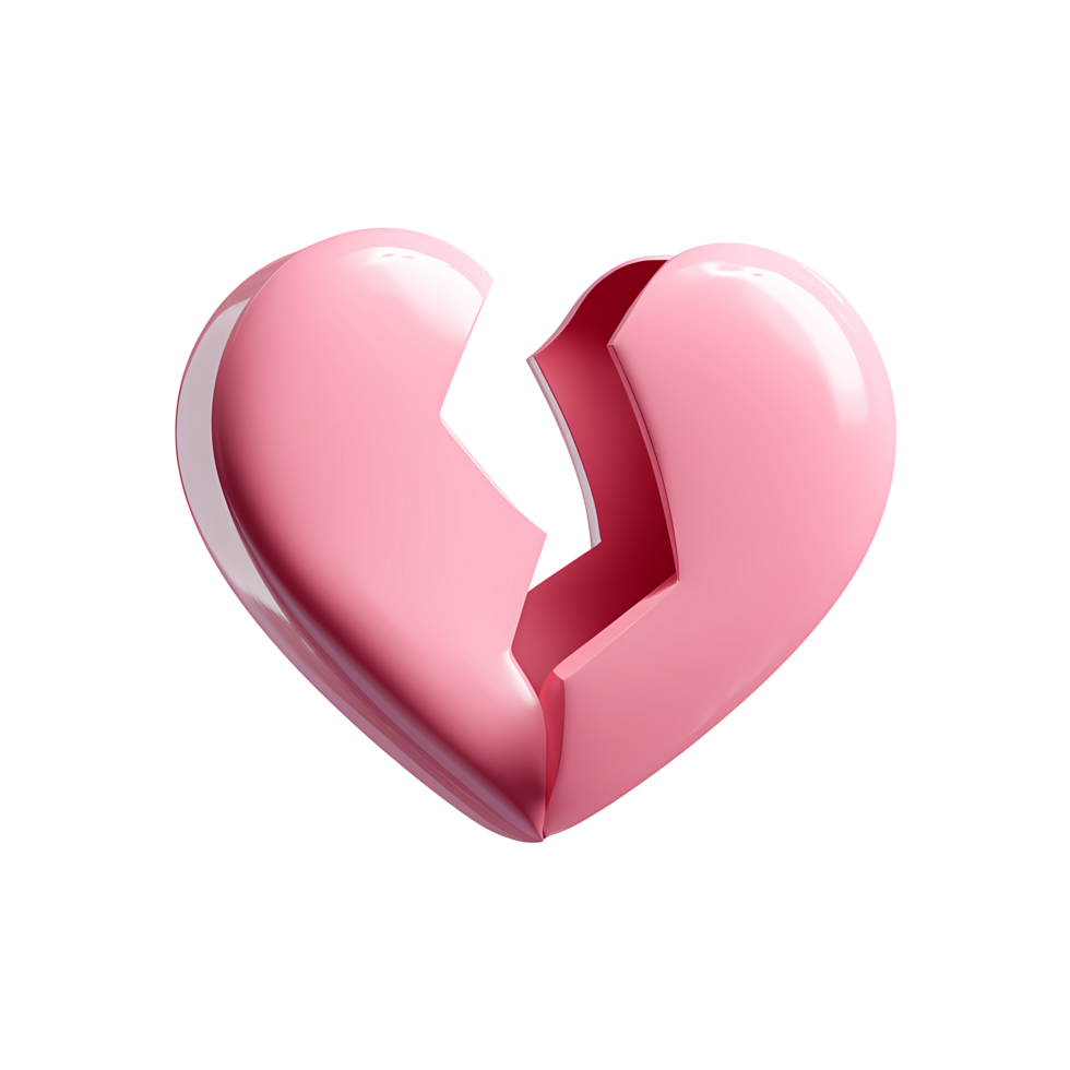 Broken Heart Icon on transparent background pink broken heart graphic png