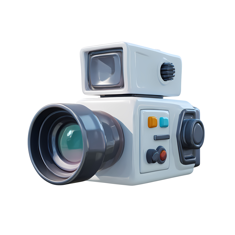 Retro Camera Cartoon 3D Model on transparent background charming png