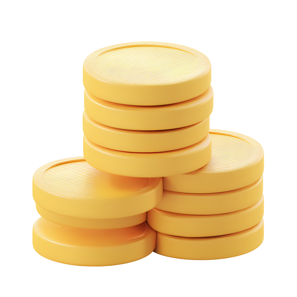 Stack of Coins on Transparent Background stack stylized yellow coins png