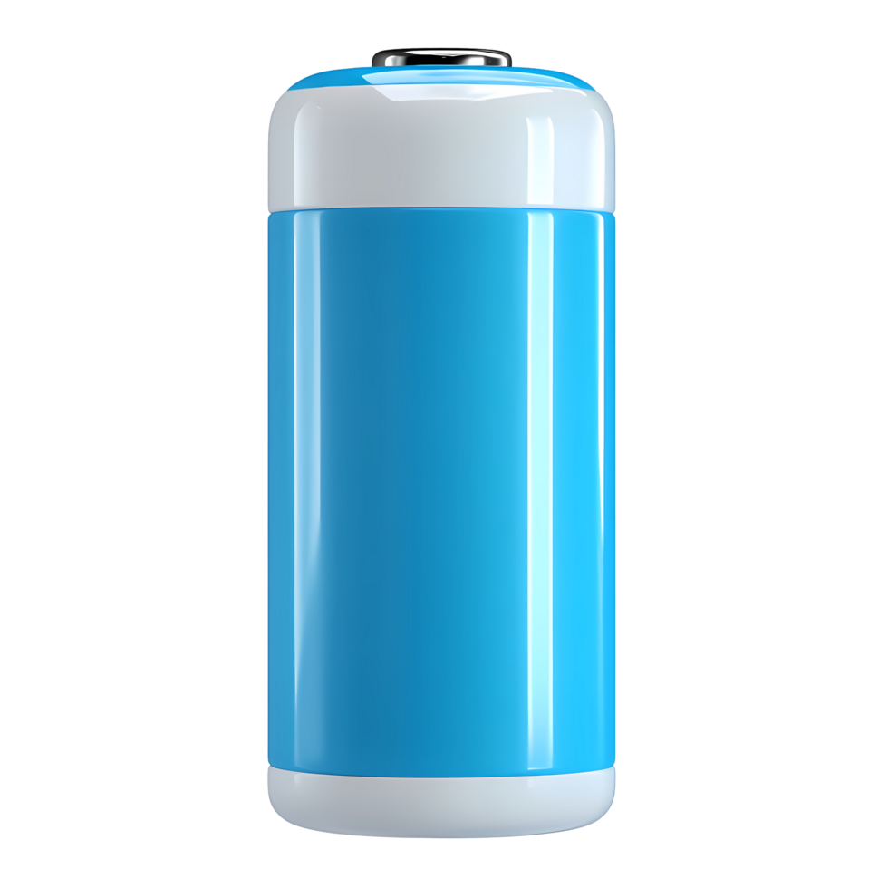 Blue and White Battery Illustration on Transparent Background png