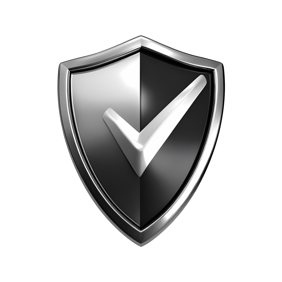 Silver Shield with Check Mark on Transparent Background png