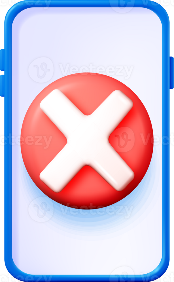 3D Phone Icon with Red Cancel Button Design png