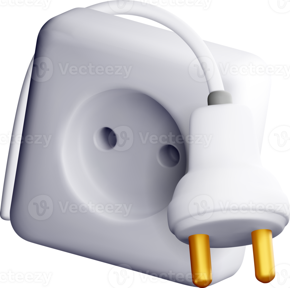 Realistic 3D Electric Plug and Socket Design png