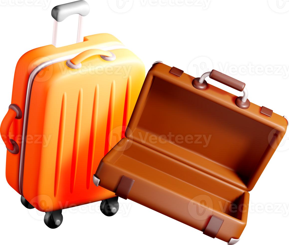 Colorful 3D Suitcases for Travel and Adventure png