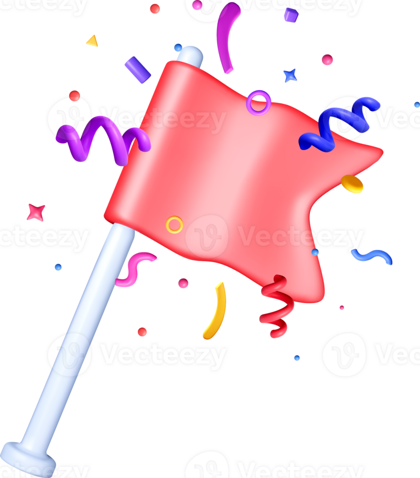 Colorful 3D Flag Surrounded by Celebration Confetti png