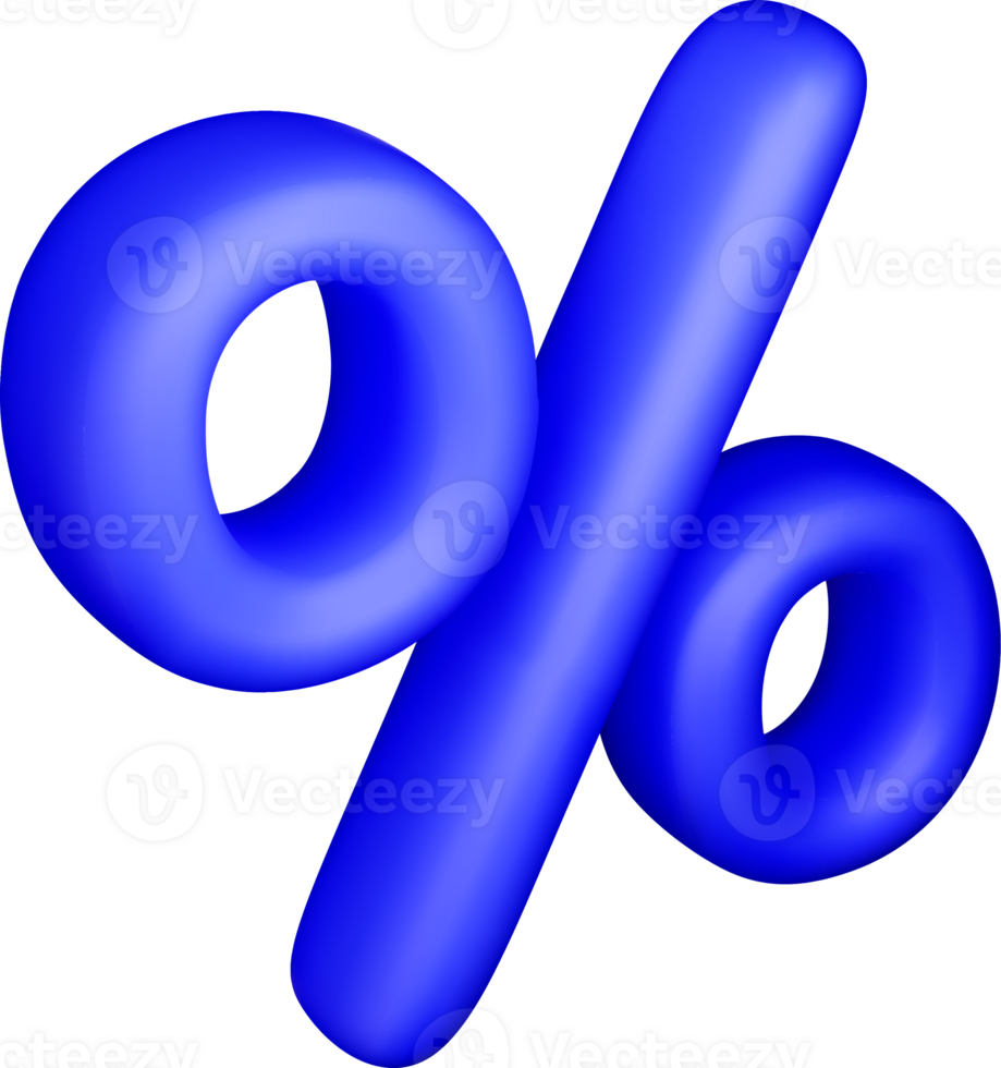 Vibrant 3D Blue Percentage Symbol Design png