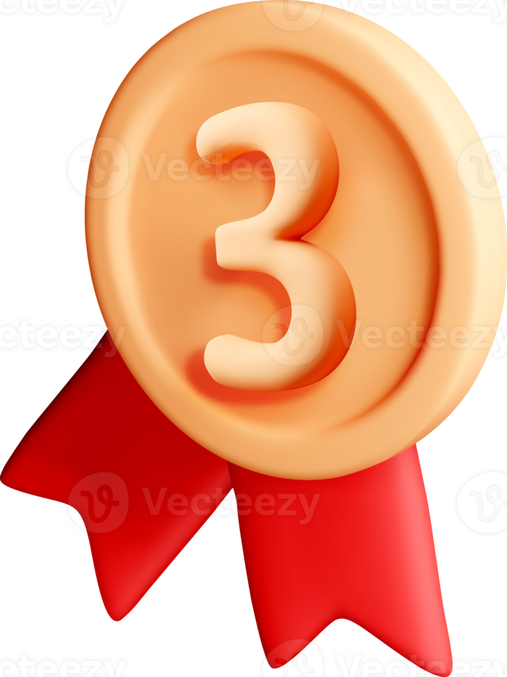 3D Medal with Red Ribbon for Achievement png