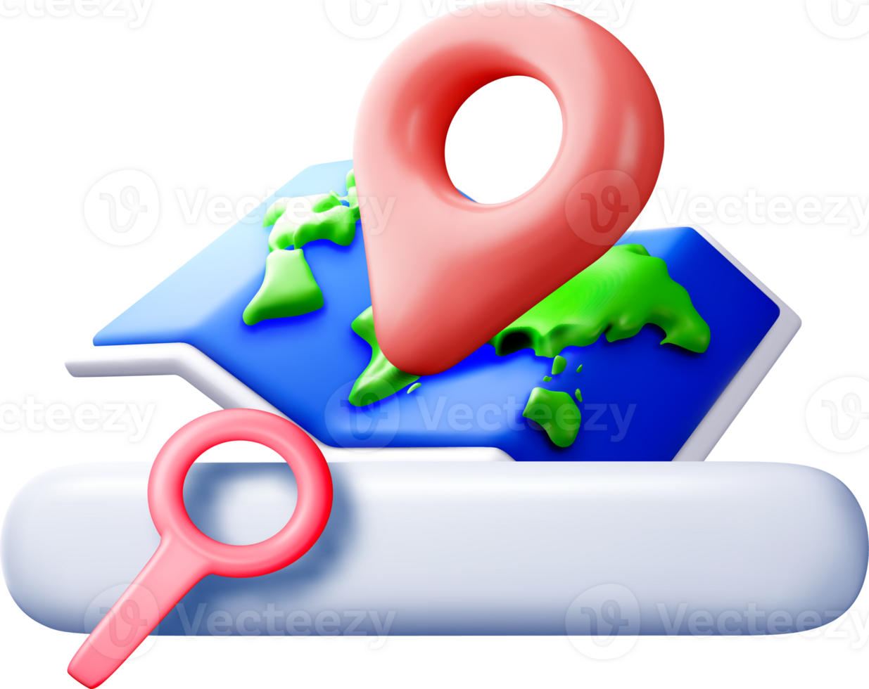3D Map with Location Pins and Search Tool png