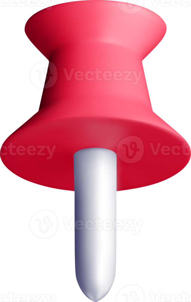 3D Red Push Pin Object with Shadow Effect png