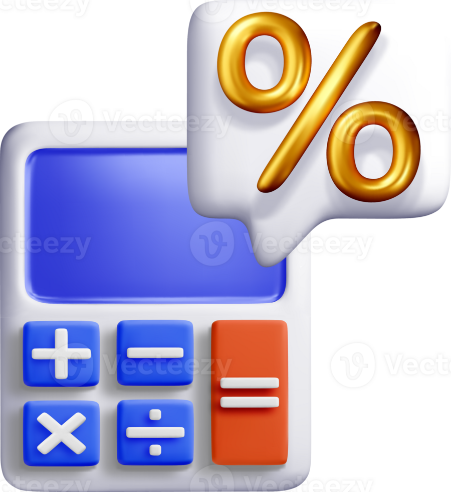 3D Calculator with Percentage Display Icon png