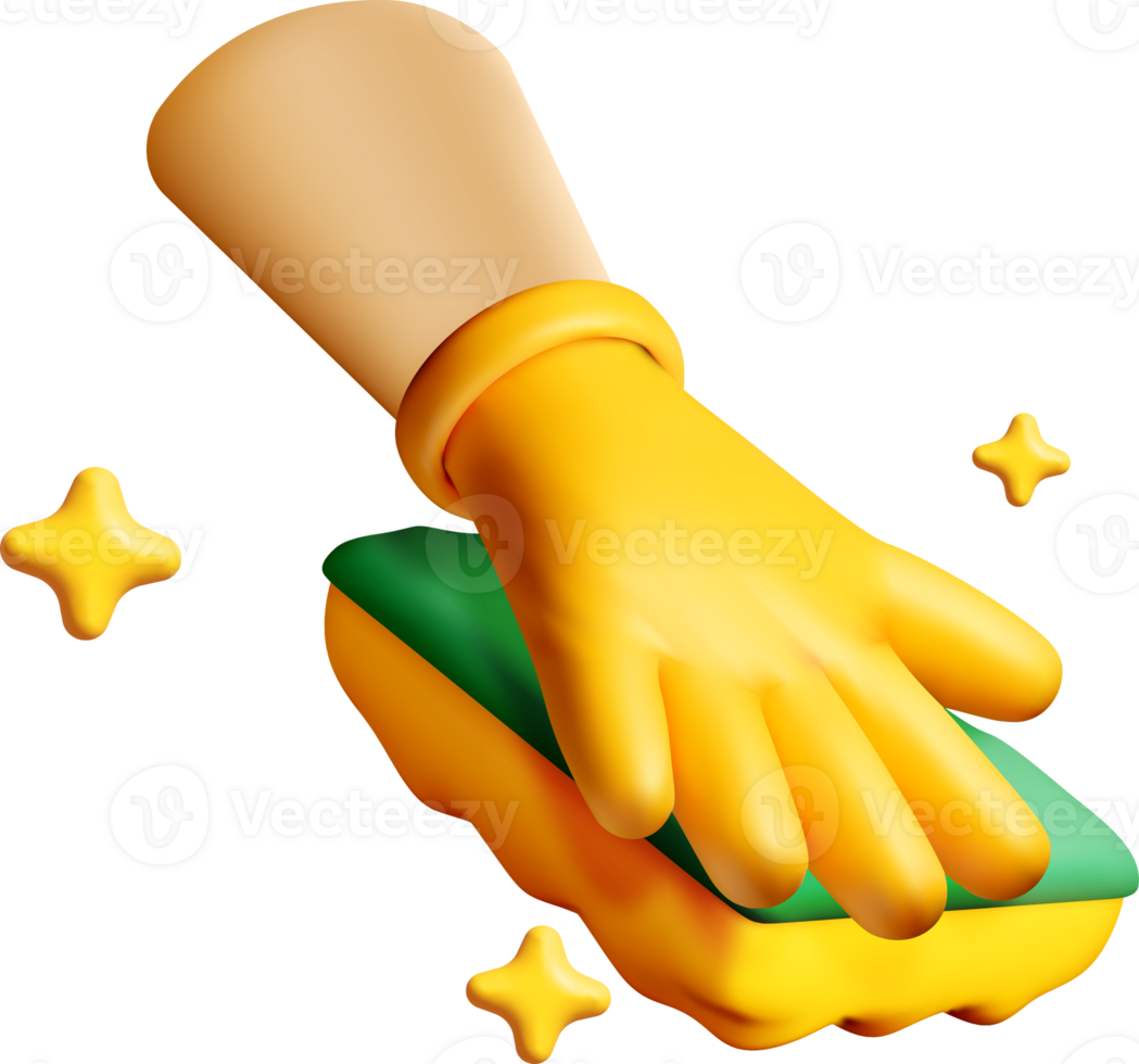 3D Cleaning Glove with Sparkles Effects png