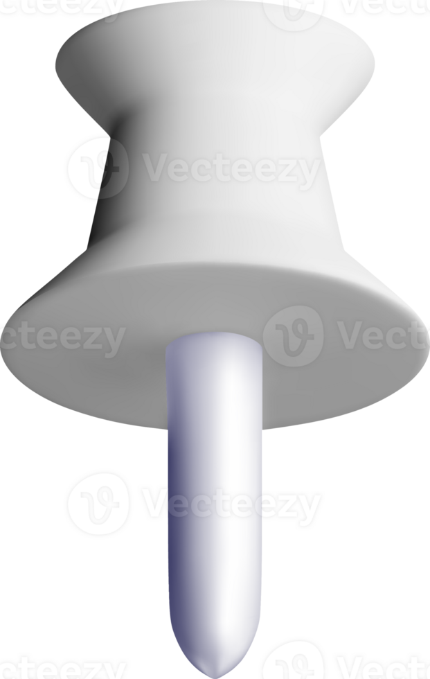 3D White Push Pin Viewed from Above png