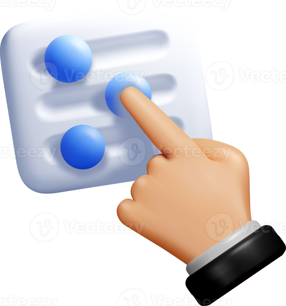 3D Hand Interacting with Control Panel Interface png