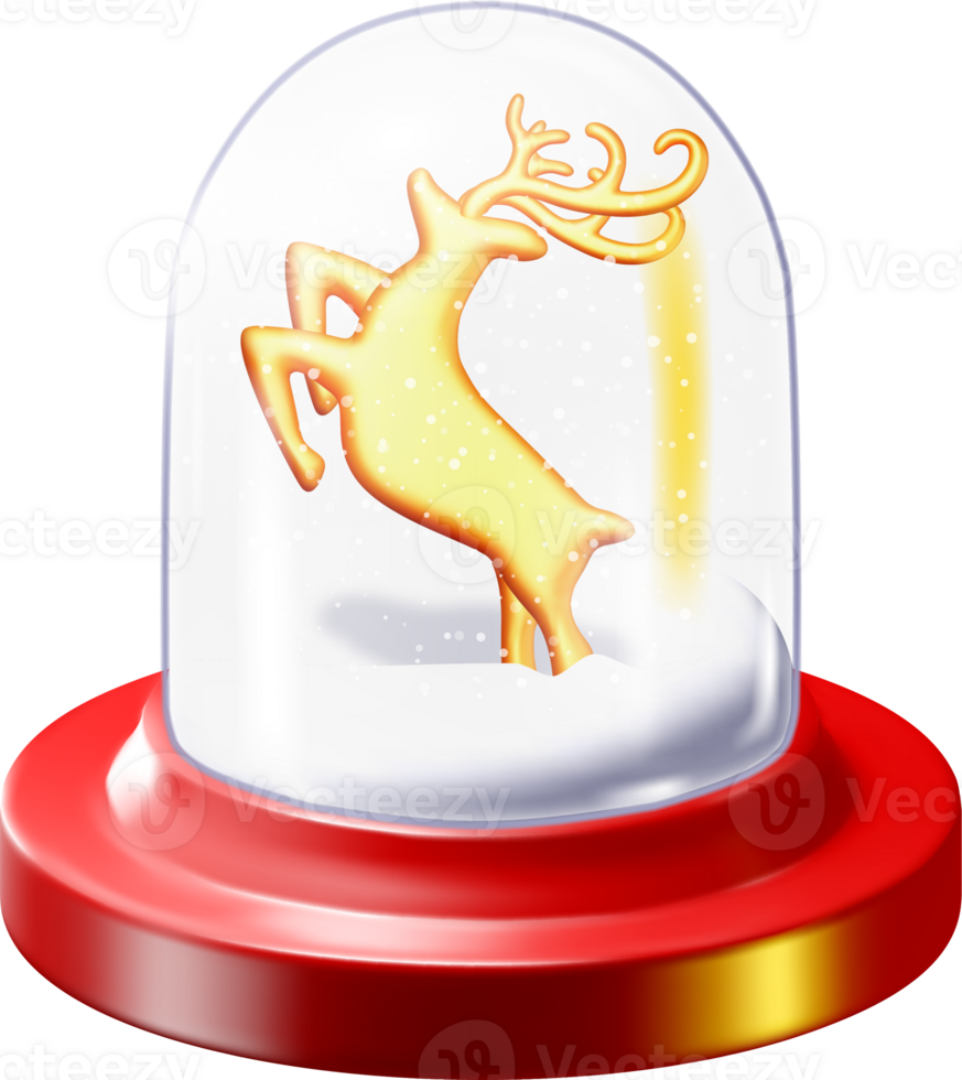 3D Snow Globe with Reindeer Figure Inside png