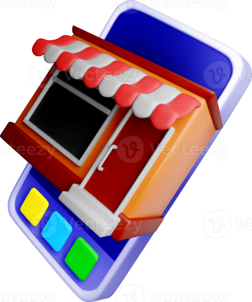 3D Mobile Storefront Icon Design Concept png