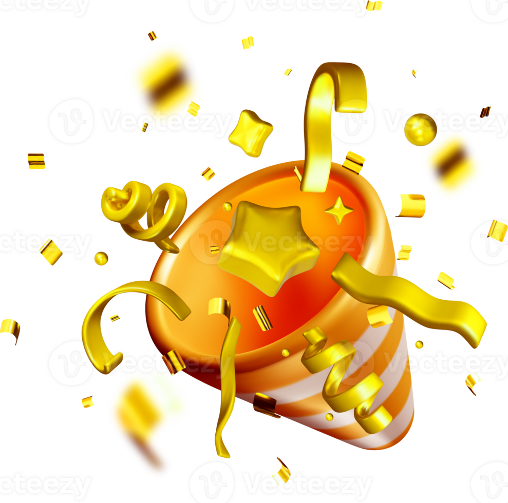 Festive 3D Party Hat with Colorful Confetti png